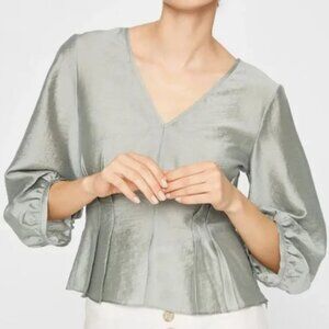 Club Monaco Pitch Sleeve Blouse (Color: Sage, Size: XS)